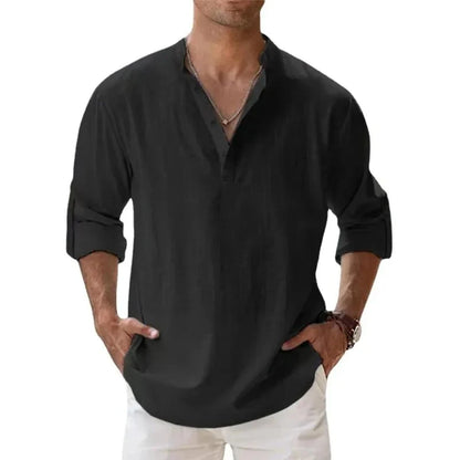 Lightweight Streetwear Henley – Breathable Cotton-Linen Comfort and Effortless Style for the Modern Man