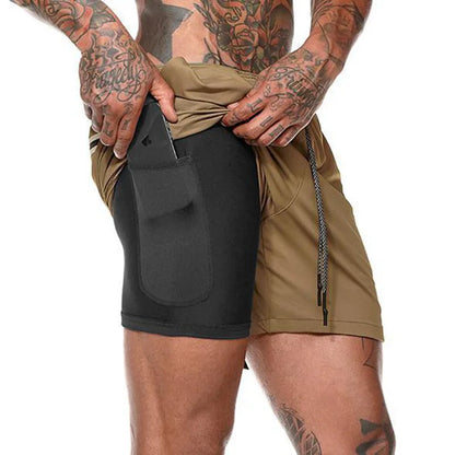 Men Sport Shorts Sportswear Double-deck Running Shorts 2 In 1 Beach Bottoms Summer Gym Fitness Training Jogging Short Pants Men - Ellianto fashion Men's