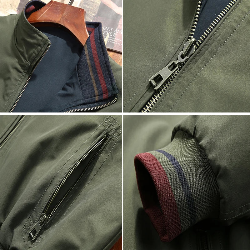 Spring Autumn Mens Bomber Jackets Fashion Men Stand Collar Reversible Coats Leisure Men Windbreaker Trend Jackets Clothing