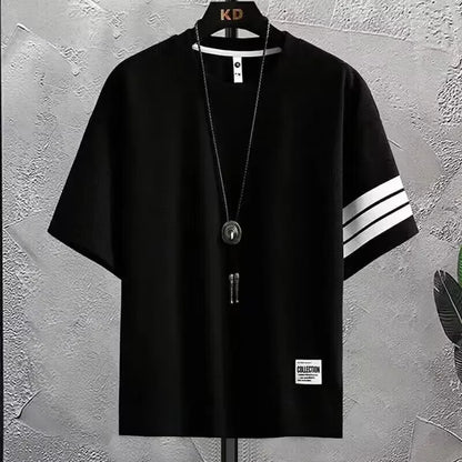Casual Sportswear Set for Men Summer Trendy Loose Short Sleeve T-Shirt And Handsome Shorts Two Piece Set Comfortable Breathable - Ellianto fashion Men's