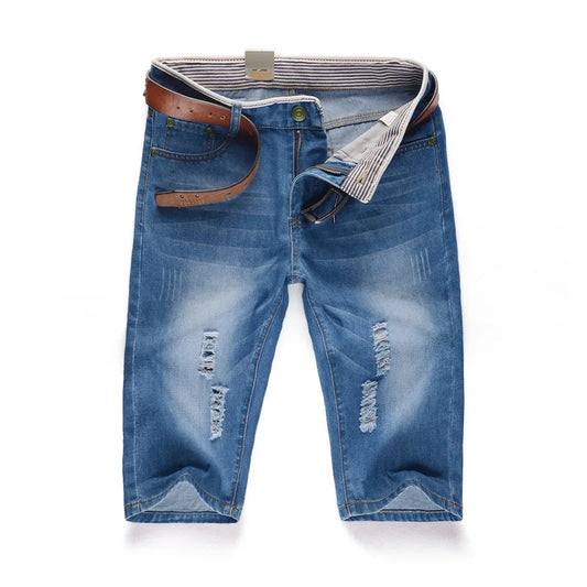 Men’s Summer Denim Pants – Lightweight, Washable, Perforated Comfort with Personalized Casual Style and Mid-Rise Fit