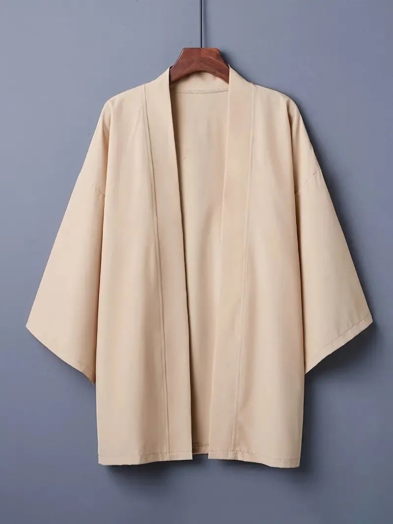 Kimono Men Cloak Kimono Para Hombre Black Coat White Cloak Beach Shirt Summer Haori Men Unisex Samurai Clothing Japanese Men - Ellianto fashion Men's