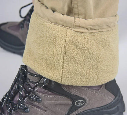Winter Thick Fleece Casual Pants Men Cotton Hunting Tactical Baggy Cargo Pants Double Layer Warm Thermal Straight Long Trousers