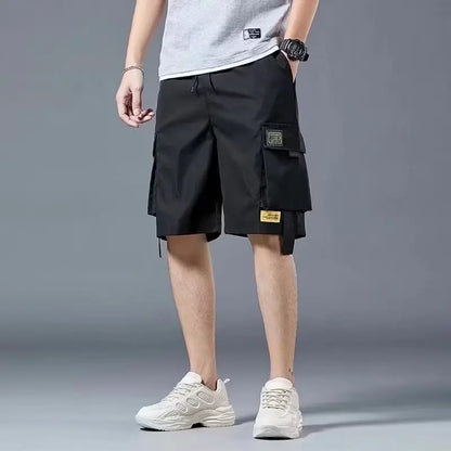 Workwear shorts, men's multiple pockets, medium shorts, summer thin loose cropped pants - Ellianto fashion Men's