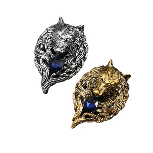 High-end Metal Wolf Head Brooch Metal Animal Lion Badge Lapel Pins for Men Vintage Suit Collar Accessories Casual Jewelry Gifts