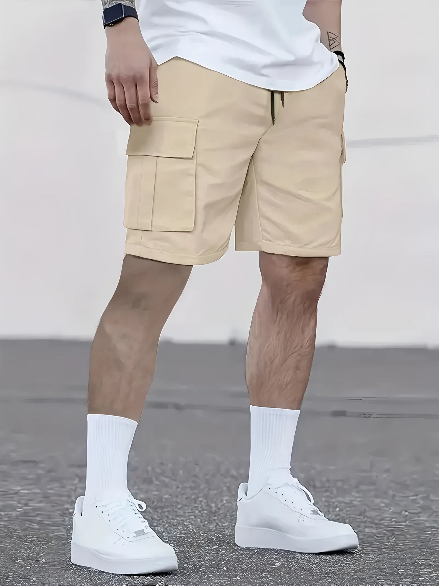 Men's work shorts; summer comfort; multi-pocket; outdoor leisure sport beach pants; elastic waistband - Ellianto fashion Men's