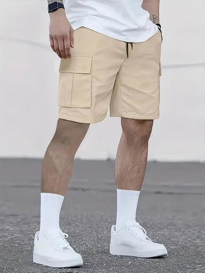 Men's work shorts; summer comfort; multi-pocket; outdoor leisure sport beach pants; elastic waistband - Ellianto fashion Men's