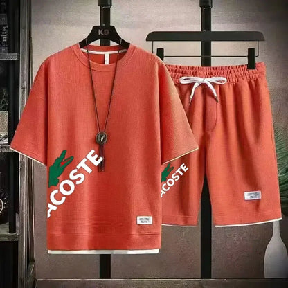 2025 sets of 2 pieces, waffle prints, men's shorts, summer sportswear, men's fashion, comfort and fashion, sportswear sets - Ellianto fashion Men's