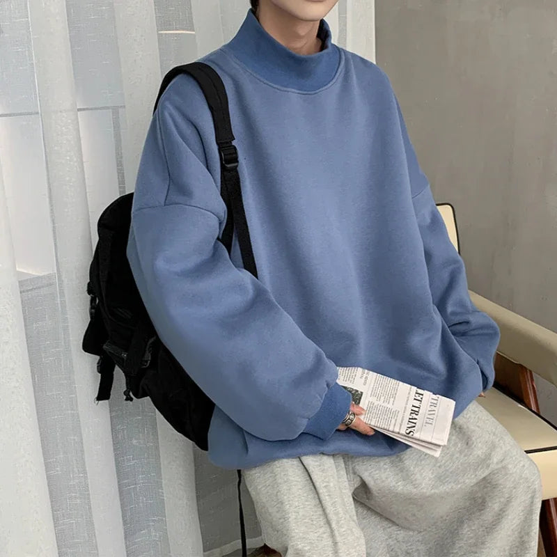 Men’s Warm Sweatshirt – Cozy, Minimalist Korean-Japanese Streetwear for Effortless Style and Everyday Comfort