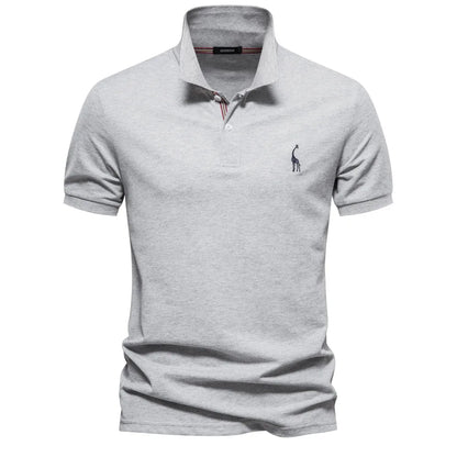 2025 Premium Men's Polo Shirt Deer Embroidery Design 80% Cotton EU Size Casual Short Sleeve Shirts Business Polo Tops Hot Seller - Ellianto fashion Men's