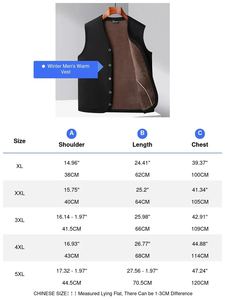 DIMUSI Winter Men's Vests Casual Man Fleece Warm Sleeveless Jackets Fashion V-Neck Outwear Thermal Fishing Waistcoats Clothing - Ellianto fashion Men's