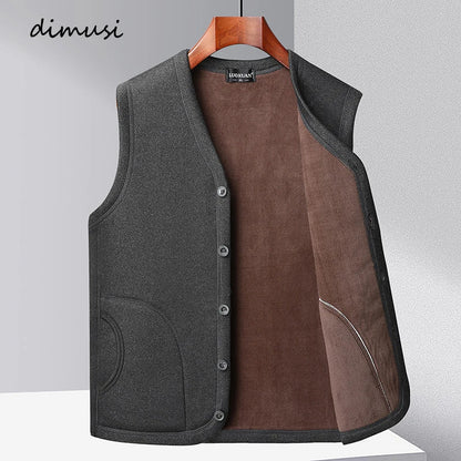 DIMUSI Winter Men's Vests Casual Man Fleece Warm Sleeveless Jackets Fashion V-Neck Outwear Thermal Fishing Waistcoats Clothing - Ellianto fashion Men's