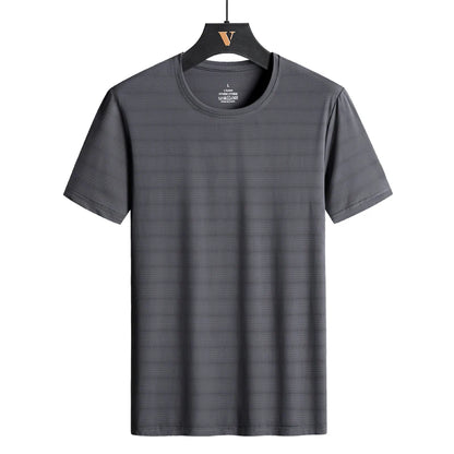 CHRLCK Plus Size Summer Ice Silk Short Sleeve T-Shirt Men's Loose Thin Sports T-shirt For Seniors Outdoor Fitness Casual T-shirt - Ellianto fashion Men's