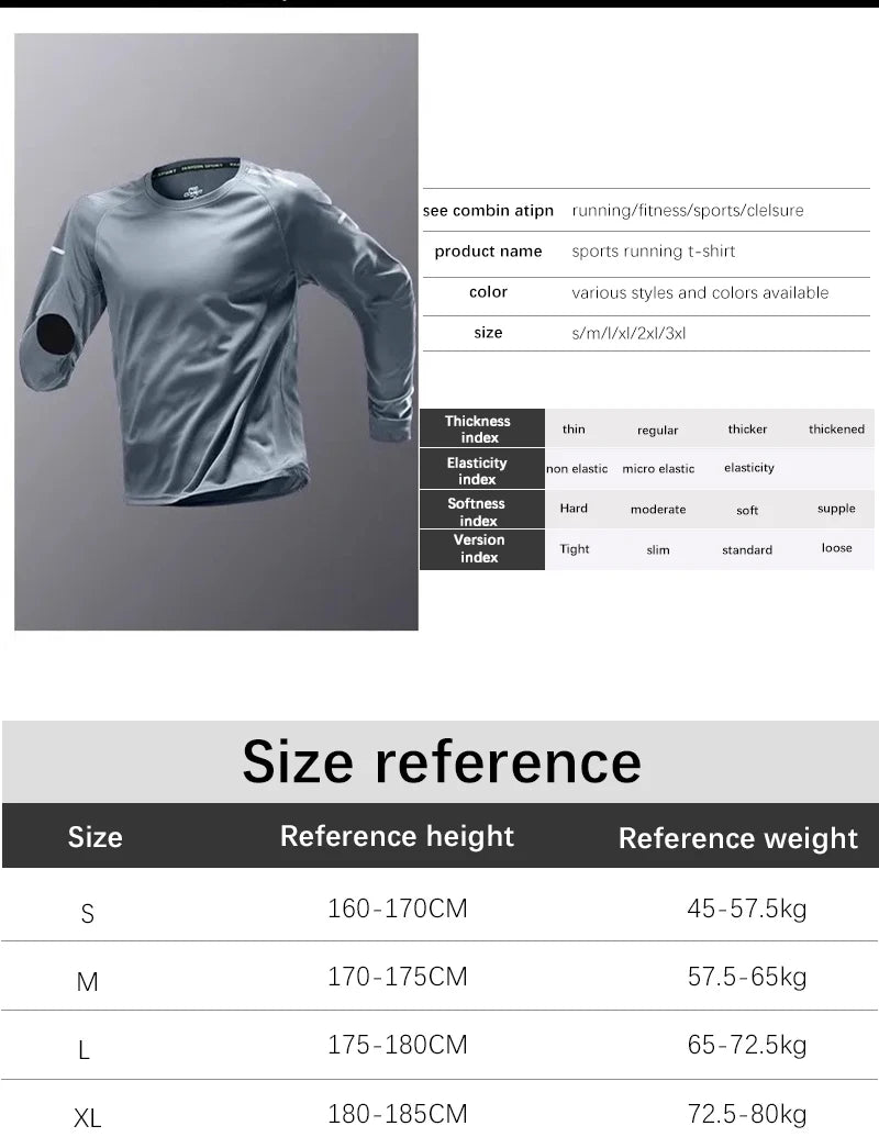 Men's Running Quick-drying Clothes Long Sleeve Running Training Fitness Morning Sports Cycling Mountaineering Men Clothes Tops - Ellianto fashion Men's