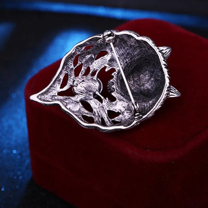 Wolf Brooche Rhinestone Collar Pins Badge Brooches Fashion Suit Shirt Clothing Jewelry for Men Accessories New Vintage Animal