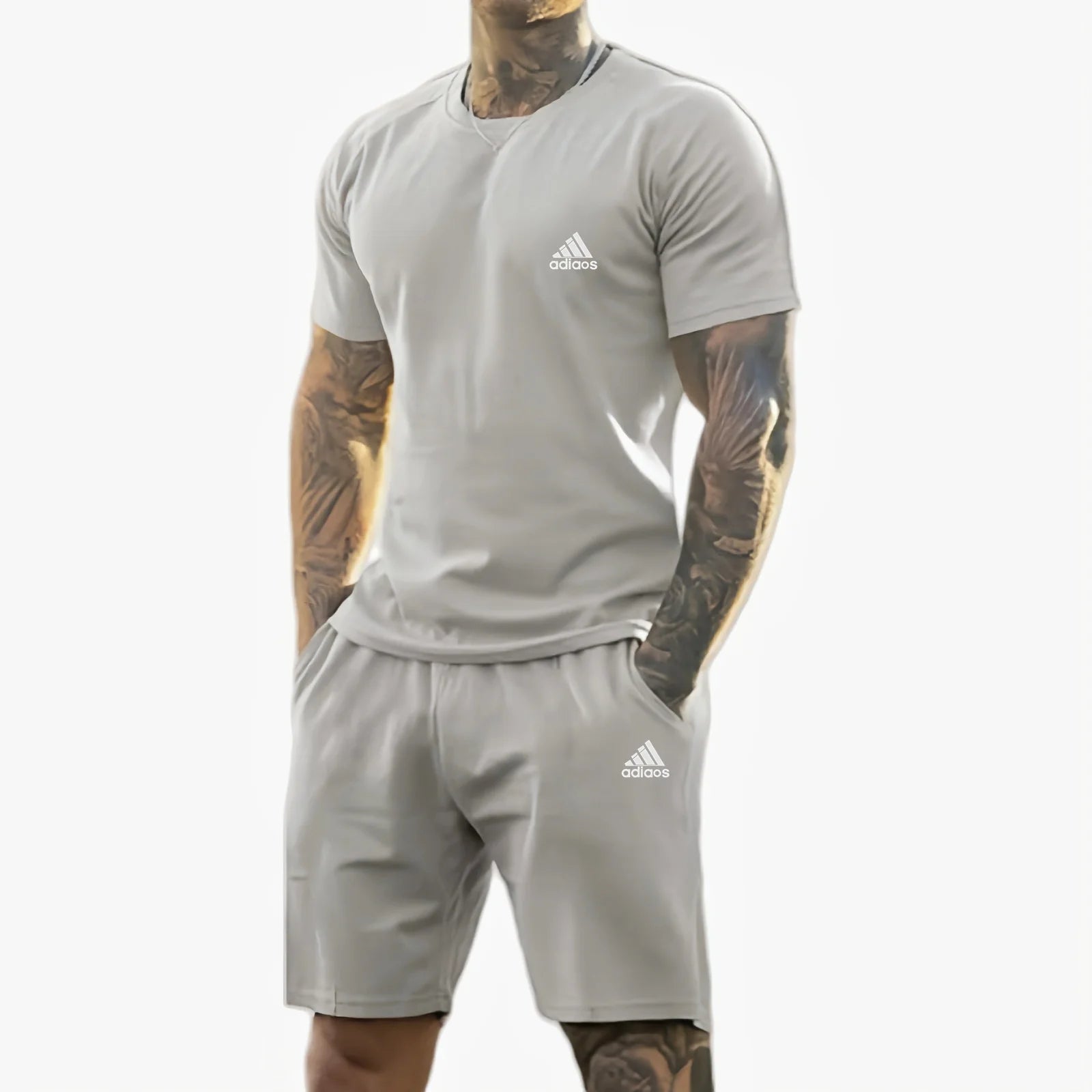2025 summer new men's printed short-sleeved T-shirt + shorts suit, casual sportswear, breathable outdoor casual men's T-shirt, - Ellianto fashion Men's