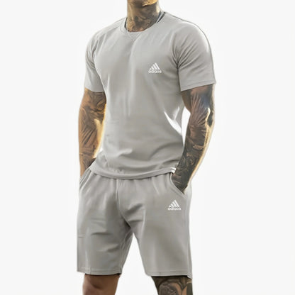 2025 summer new men's printed short-sleeved T-shirt + shorts suit, casual sportswear, breathable outdoor casual men's T-shirt, - Ellianto fashion Men's
