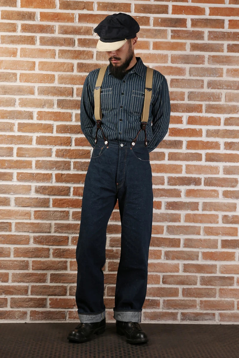 Non Stock Wabash Dot Striped Shirt Vintage Style Button Down Workshirt For Men - Ellianto fashion Men's