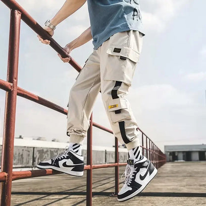 New Spring Summer Men's Fashionable Loose-Fit Plus Size Cargo Pants Versatile Multi-Pocket Casual Trousers - Ellianto fashion Men's
