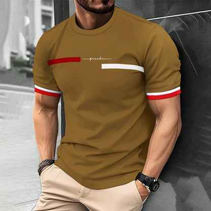 Fashion Summer 3D Stripe Letter Print Men's T Shirt Hip Hop Trend Harajuku Streetwear Casual O-neck Oversized T-shirts Men Tops - Ellianto fashion Men's