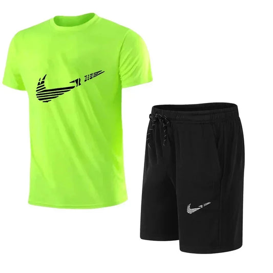 2025 Summer Fashion Men's Tracksuit T-shirt Shorts Set Leisure Short Sleeve Set Jogging Gym Suit Brand Clothing - Ellianto fashion Men's