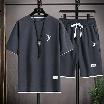 Set NEWSummer 2025 New Men's Sportswear Set - Linen T-shirt and Shorts two-piece Sportswear Set - Fashionable and - Ellianto fashion Men's