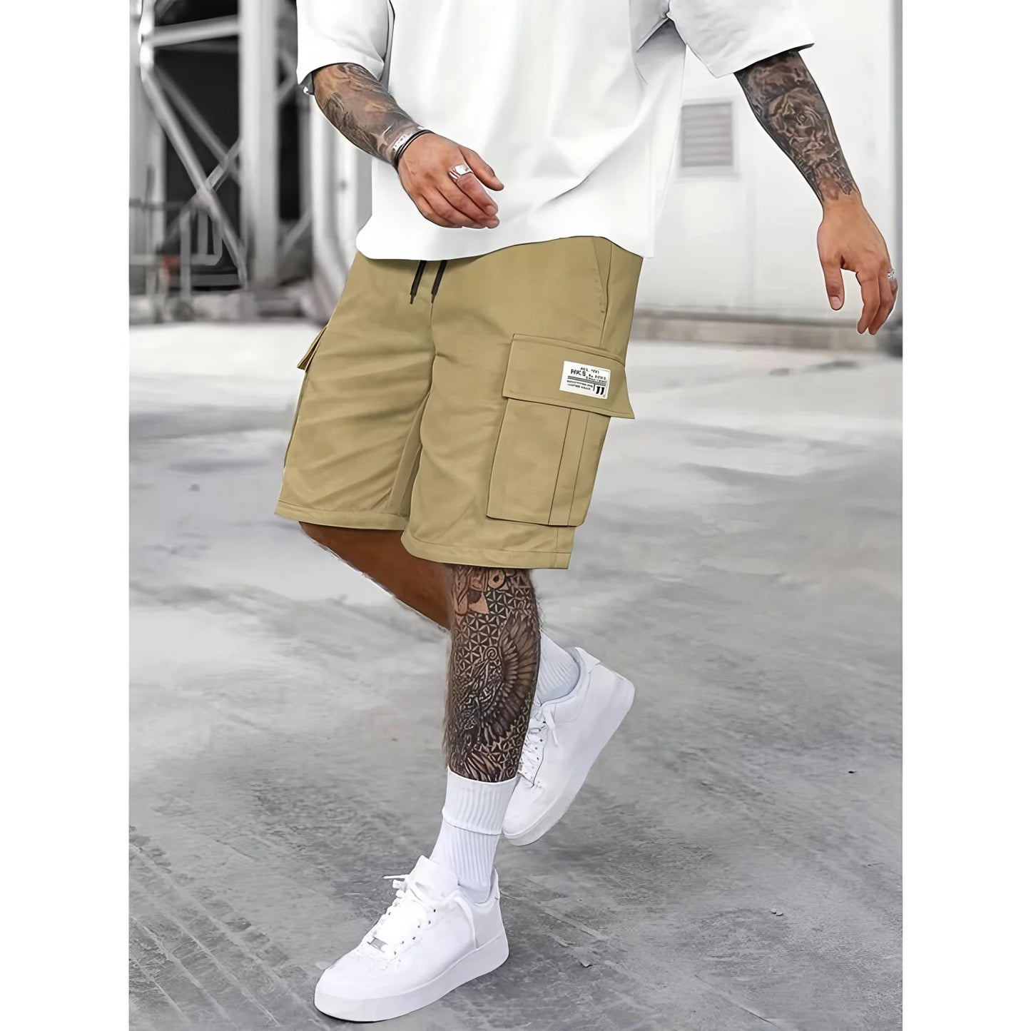 Men's work shorts; summer comfort; multi-pocket; outdoor leisure sport beach pants; elastic waistband - Ellianto fashion Men's