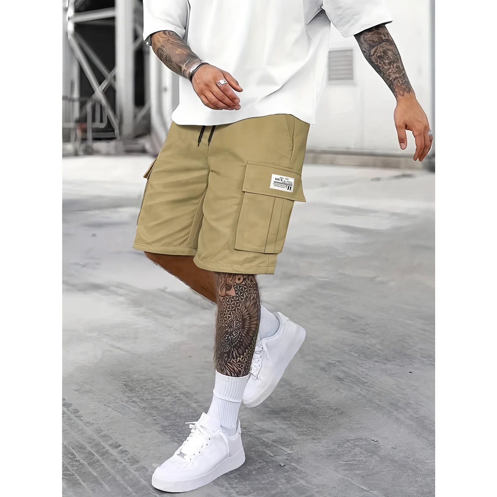 Men's work shorts; summer comfort; multi-pocket; outdoor leisure sport beach pants; elastic waistband - Ellianto fashion Men's