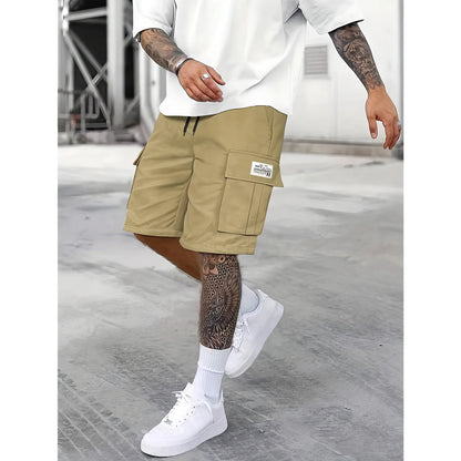 Men's work shorts; summer comfort; multi-pocket; outdoor leisure sport beach pants; elastic waistband - Ellianto fashion Men's
