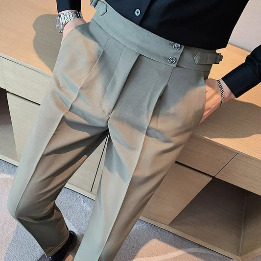 British Style Business Formal Trousers For Men Autumn Trendy Slims Smooths Your Silhouette Casual Pants Solid Color - Ellianto fashion Men's