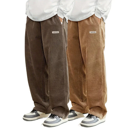 Corduroy pants men clothing Sweatpants Loose-Fit Casual Pants man baggy hosen Regular Length Trousers men cargo pants women - Ellianto fashion Men's