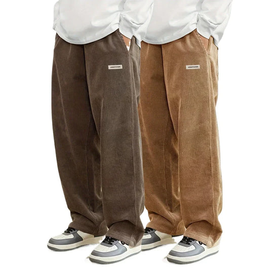 Corduroy pants men clothing Sweatpants Loose-Fit Casual Pants man baggy hosen Regular Length Trousers men cargo pants women - Ellianto fashion Men's