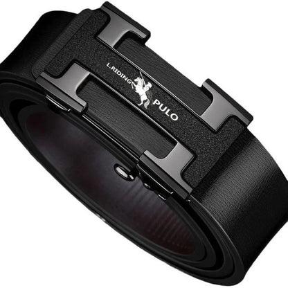 Casual Men's Fashion Automatic Buckle Leather Belt for Middle-aged And Young Business Casual Match All the Time Waist Belt