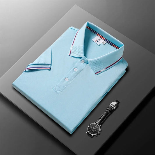 2025 New fashion high quality classic men's short sleeve polo summer casual polo collar S-3XL simple solid color breathable comf - Ellianto fashion Men's