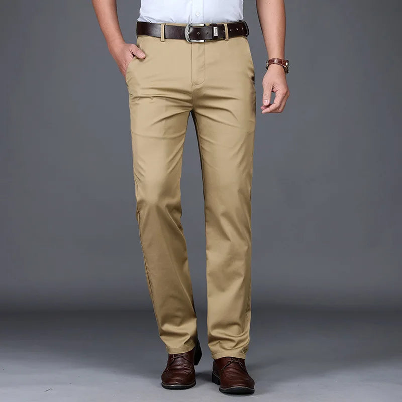 Classic Casual Pants Mens Clothing Straight Business Green Black Khaki Trousers Comfortable Male Brand Clothing 2025 - Ellianto fashion Men's