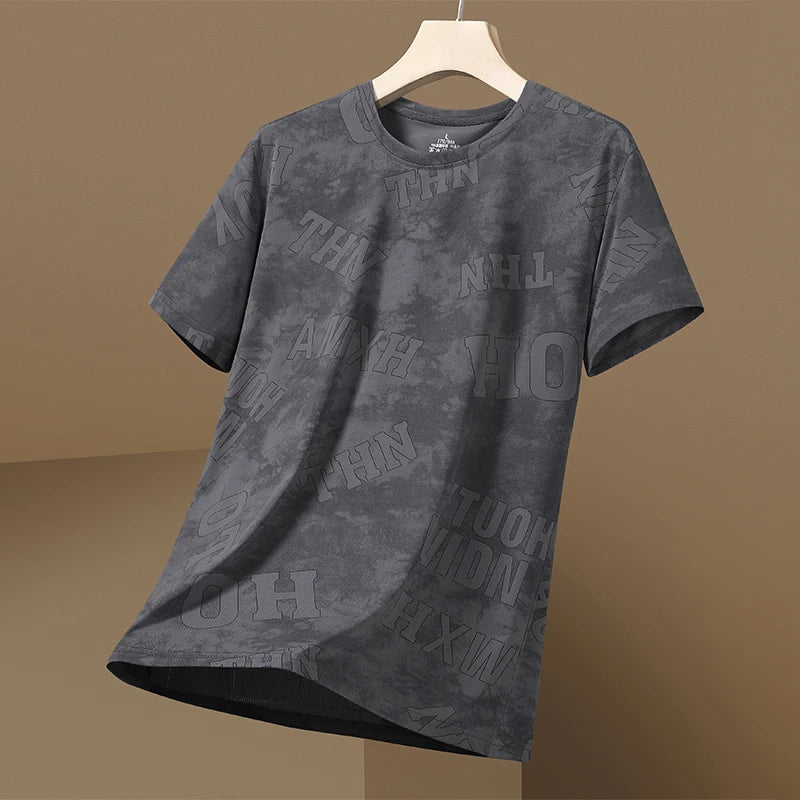 Ice-sensing Cooling Elastic Ice Silk Short-sleeved Daily Casual Versatile Sports Quick-drying T-shirt for Men - Ellianto fashion Men's