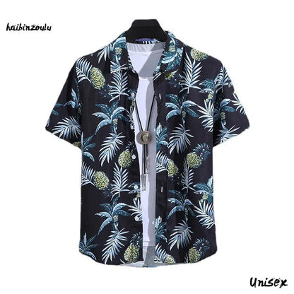 Men's Summer Short Sleeve Printed Shirt Thin Beach Shirt Men's Clothing Turtle Neck Polo Shirt for Men Casual Top - Ellianto fashion Men's