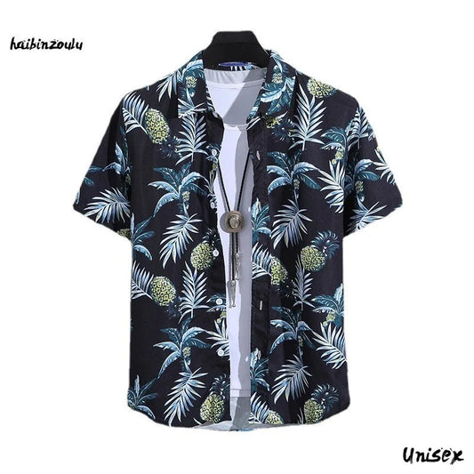 Men's Summer Short Sleeve Printed Shirt Thin Beach Shirt Men's Clothing Turtle Neck Polo Shirt for Men Casual Top - Ellianto fashion Men's