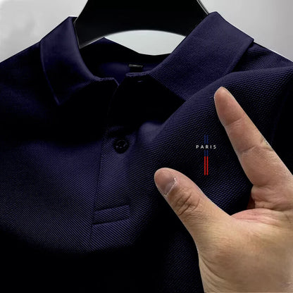 2025 Men's Reflective Polo Shirt, Color Button, Breathable, Casual, Fashionable, Rapel, Comfort, Summer, New Style - Ellianto fashion Men's