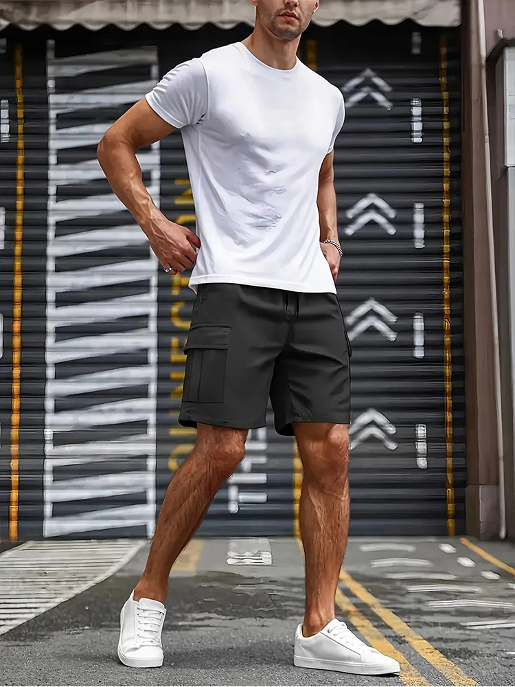Big Pocket Men's Shorts Casual Work Cool Pants with point Loose Fit Clothing Waist Sports Male Outfit Shorts - Ellianto fashion Men's