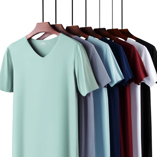 M-3XL Male Summer Casual Vest Sleeveless V-Neck Ice Silk Vest T-Shirts Tank Top Breathable Sports Undershirt Gyms Running Vest 2025 - Ellianto fashion Men's