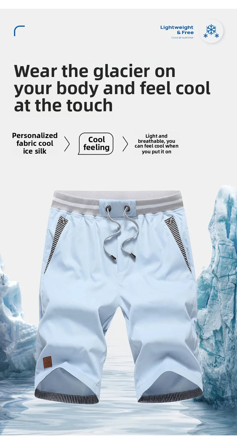Shorts Man Summer Breathable Lightweight Short Pants Fashion Casual Board Shorts Casual Elastic Waist Drawstring Beach Shorts - Ellianto fashion Men's