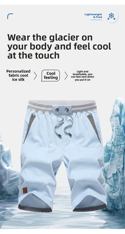 Shorts Man Summer Breathable Lightweight Short Pants Fashion Casual Board Shorts Casual Elastic Waist Drawstring Beach Shorts - Ellianto fashion Men's