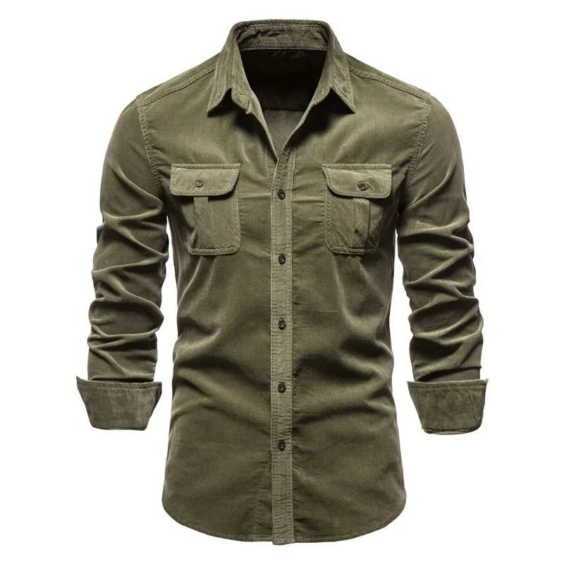 Men's Business Casual Long Sleeve Cotton Velvet Shirt Slim Fit Autumn Wear Comfortable Breathable Fashionable New Style Shirt - Ellianto fashion Men's