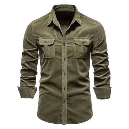 Men's Business Casual Long Sleeve Cotton Velvet Shirt Slim Fit Autumn Wear Comfortable Breathable Fashionable New Style Shirt - Ellianto fashion Men's