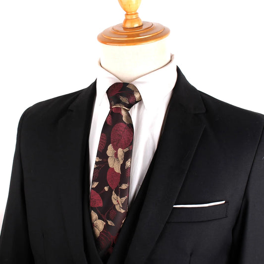 NEW 8cm Wide Tie For Man Jacquard Necktie Luxury Flower Business Neck Tie Suit Cravat Dark Red Ties For Wedding Party Men Gift - Ellianto fashion Men's