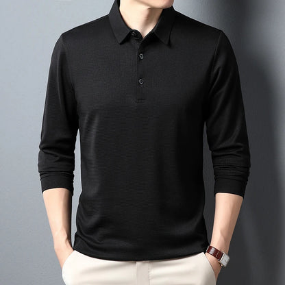 Men's Business Casual Polo Long Sleeve T-shirt Summer Comfortable Top - Ellianto fashion Men's