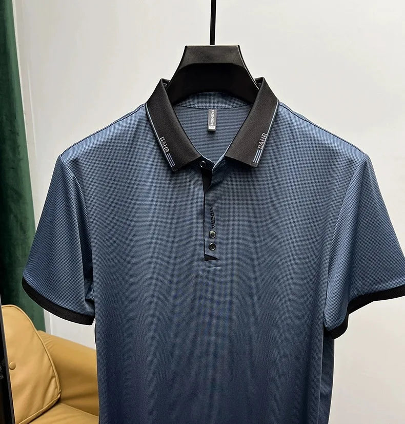 High end brand trend printed short sleeve POLO shirt men's 2025 summer new fashionable lapel casual T-shirt comfortable cool top - Ellianto fashion Men's