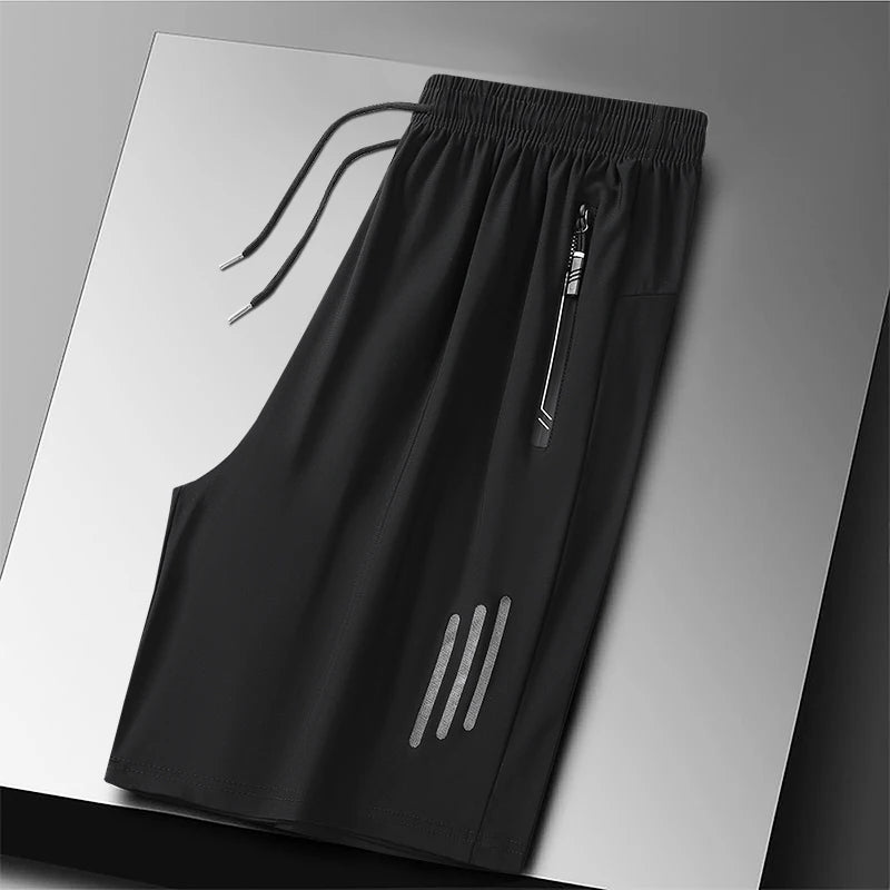 Plus Size Sport Shorts 8XL Track Shorts Running Shorts Breathable Ice Silk Man Quick Dry Outdoor Drawstring with Zipper Pocket - Ellianto fashion Men's