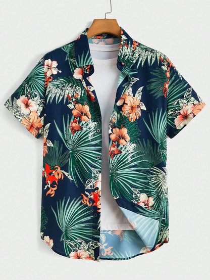 Hawaiian Botanical Print Short-Sleeve Shirt – Lightweight, Breezy Comfort and Effortless Seaside Style for the Modern Gentleman